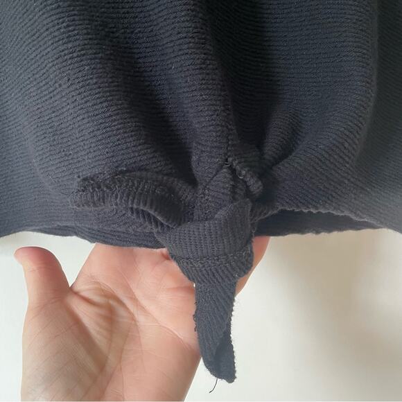 Madewell Texture & Thread Black Tie Front Cropped Top M - Picture 3 of 6